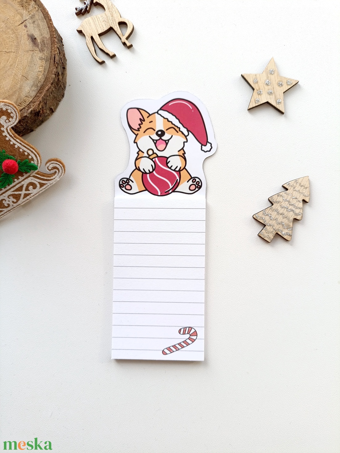 Cuki karácsonyi corgis mágneses jegyzettömb  - otthon & életmód - papír, írószer - jegyzetfüzet & napló - Meska.hu