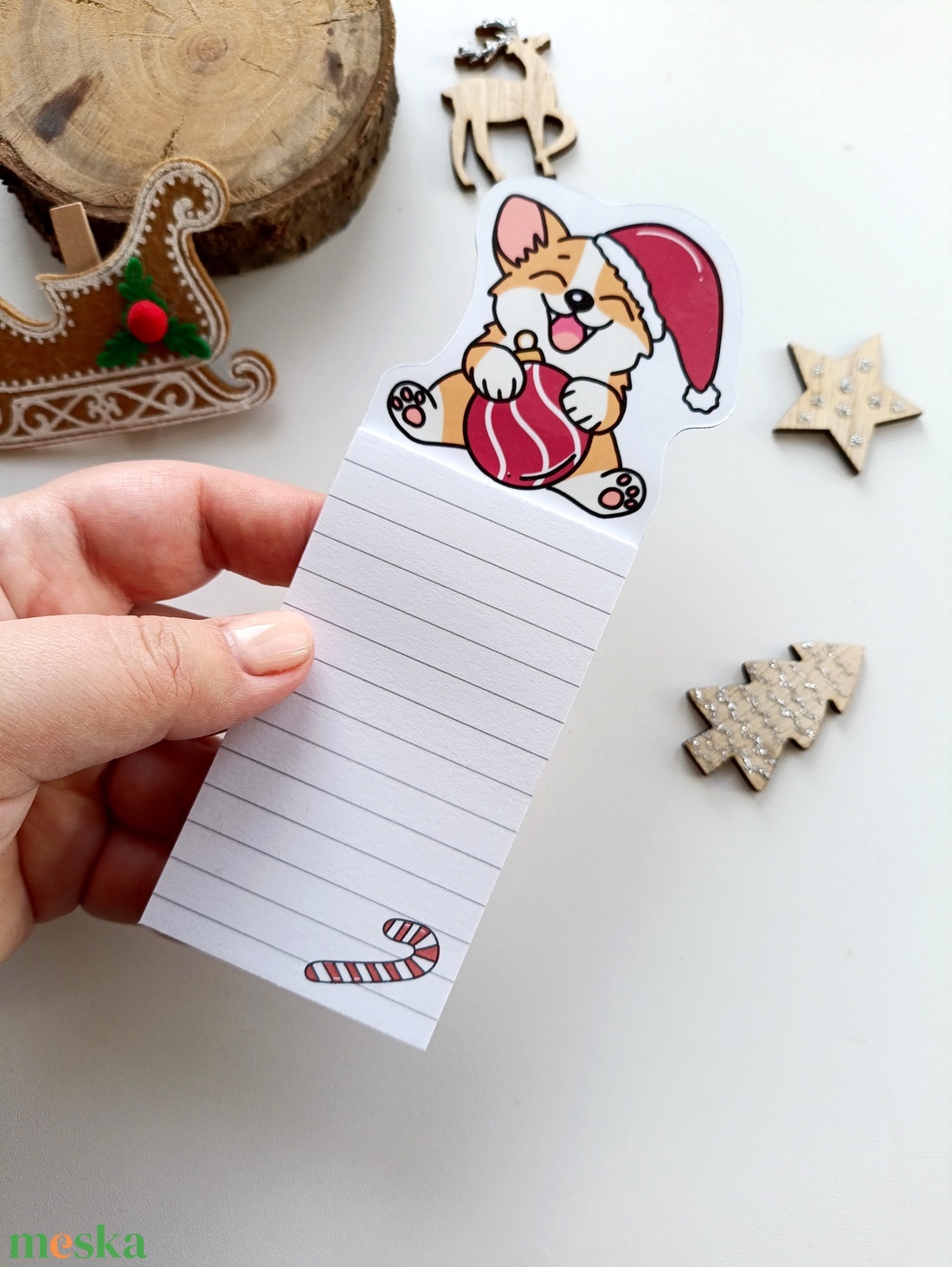 Cuki karácsonyi corgis mágneses jegyzettömb  - otthon & életmód - papír, írószer - jegyzetfüzet & napló - Meska.hu