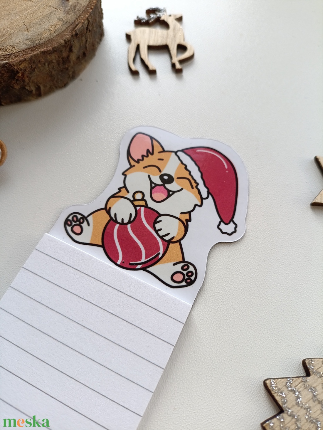 Cuki karácsonyi corgis mágneses jegyzettömb  - otthon & életmód - papír, írószer - jegyzetfüzet & napló - Meska.hu