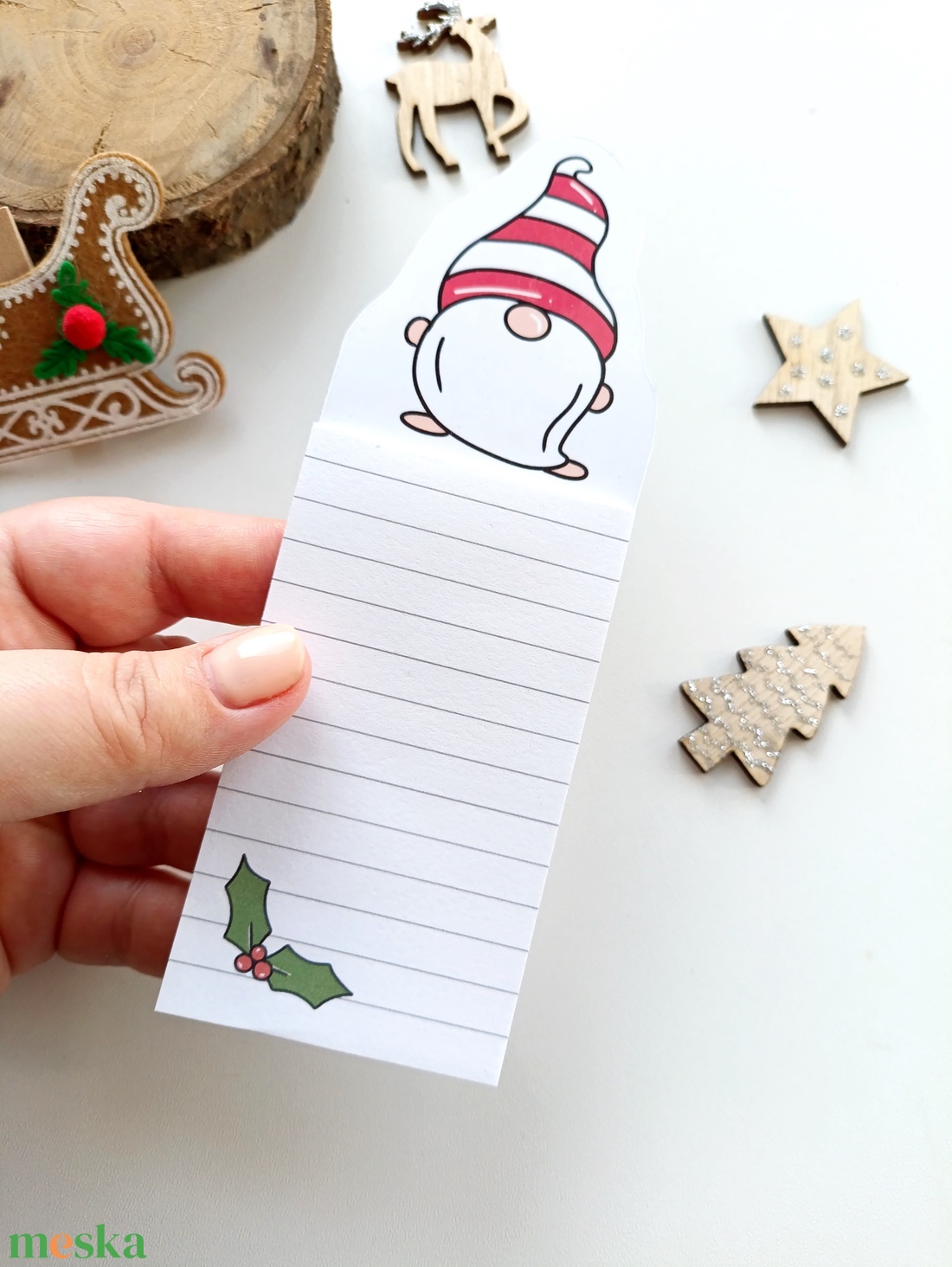 Karácsonyi manós mágneses jegyzettömb  - otthon & életmód - papír, írószer - jegyzetfüzet & napló - Meska.hu