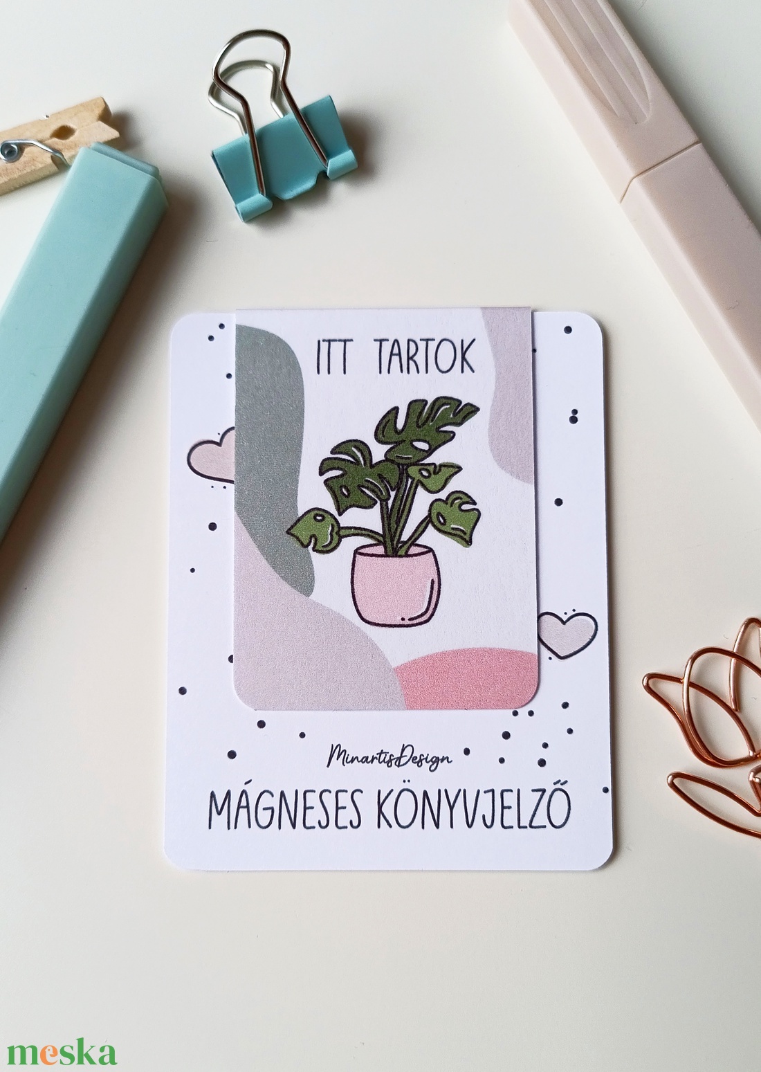 Mágneses könyvjelző - szobanövényes, itt tartok - könyv & zene - könyvjelző - Meska.hu