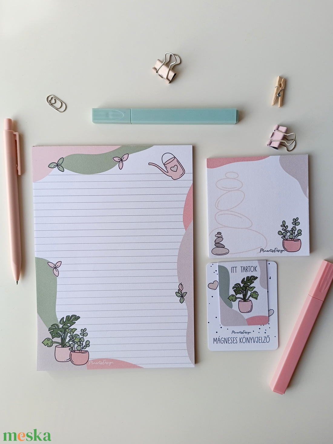 Szobanövényes jegyzettömb szett és könyvjelző - otthon & életmód - papír, írószer - jegyzetfüzet & napló - Meska.hu