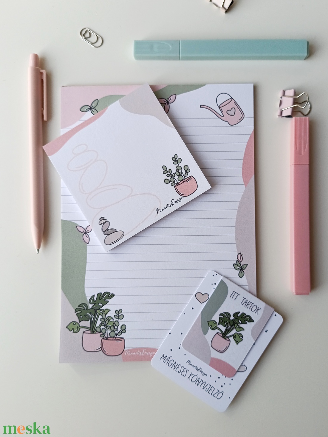Szobanövényes jegyzettömb szett és könyvjelző - otthon & életmód - papír, írószer - jegyzetfüzet & napló - Meska.hu