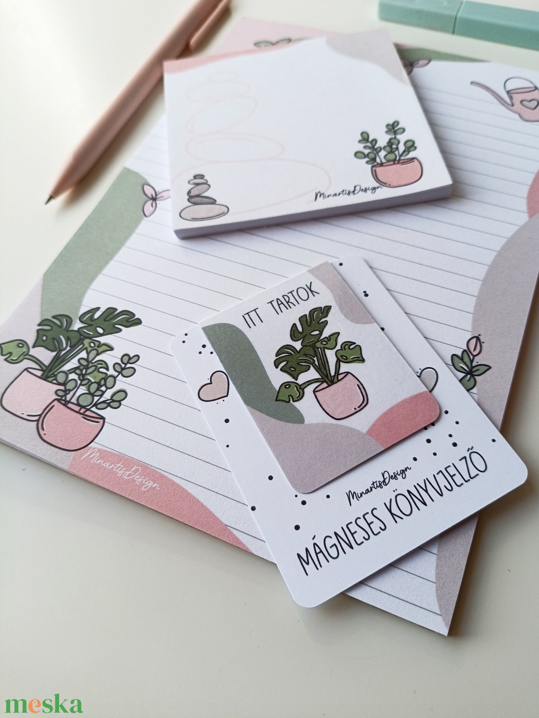 Szobanövényes jegyzettömb szett és könyvjelző - otthon & életmód - papír, írószer - jegyzetfüzet & napló - Meska.hu