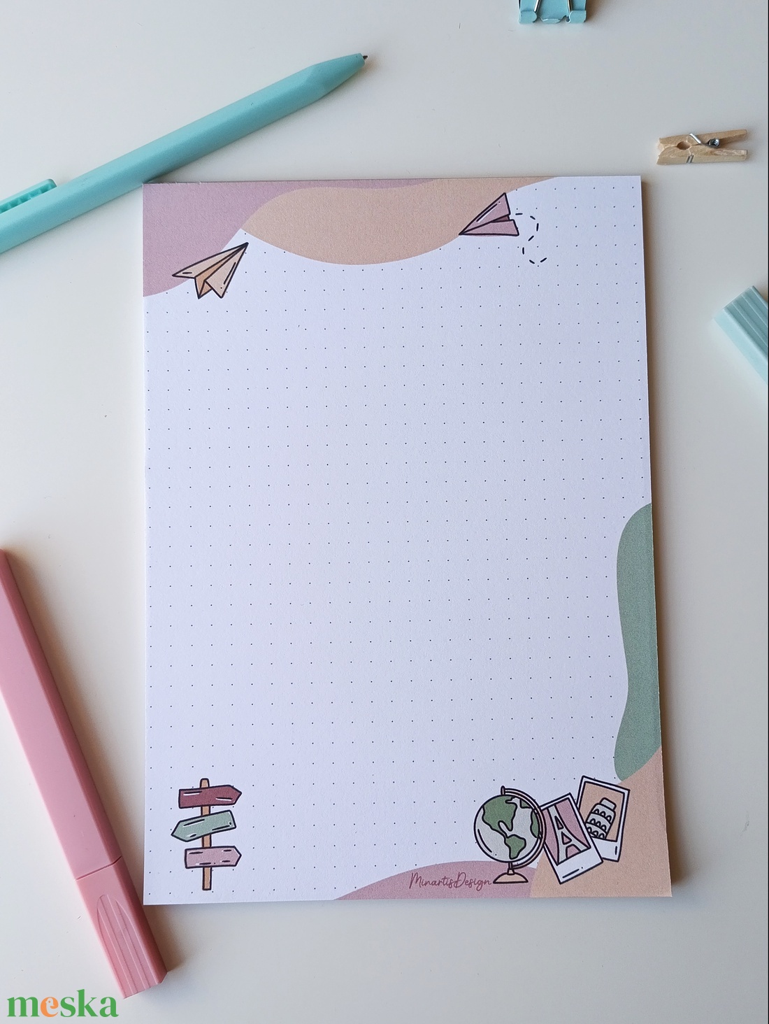 A5 jegyzettömb utazós, világjáró grafikával 25 lap / 50 lap - otthon & életmód - papír, írószer - jegyzetfüzet & napló - Meska.hu