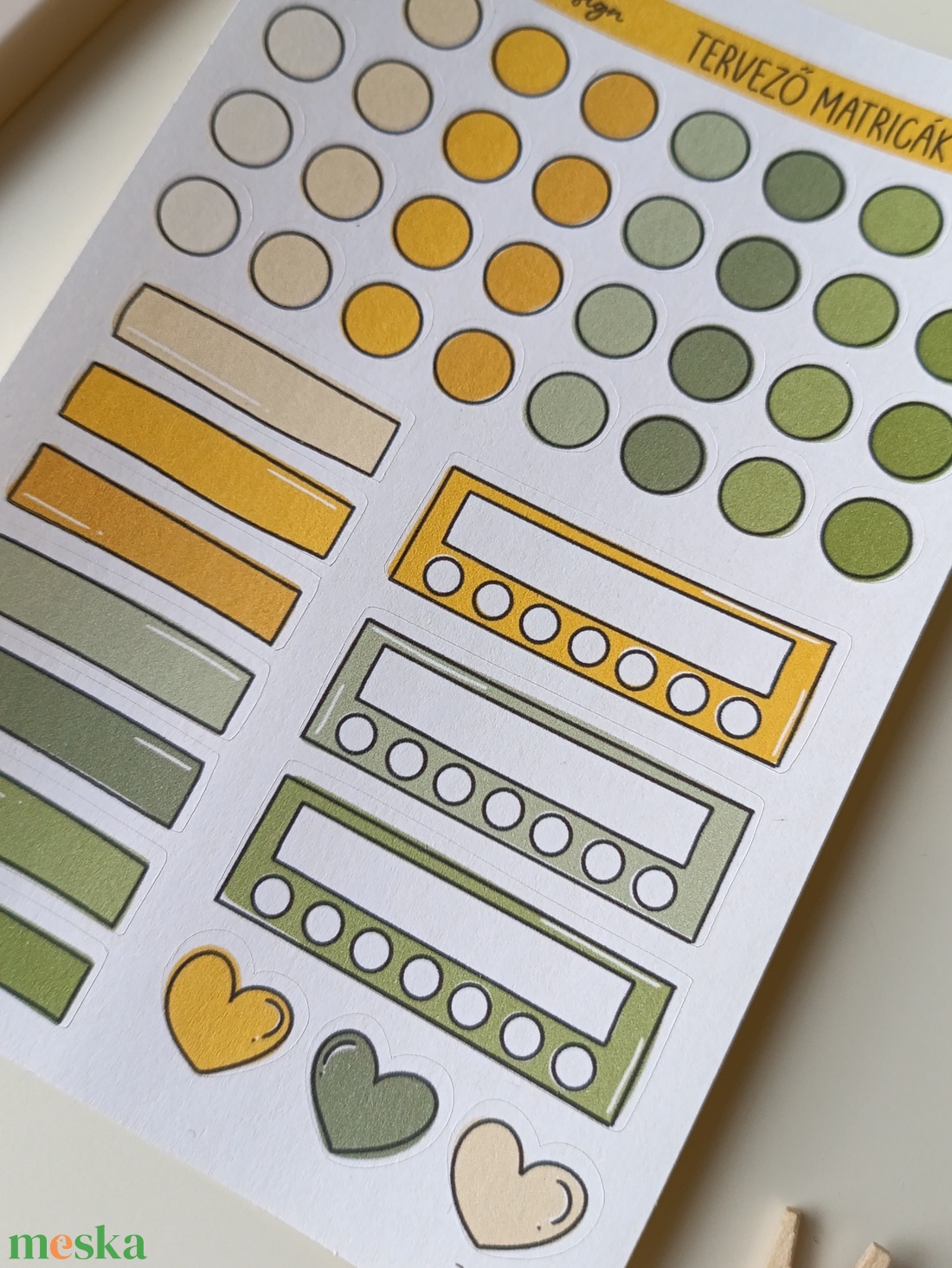 tervező matricák matricaív sárga zöld- 0013 - otthon & életmód - papír, írószer - matrica, matrica csomag - Meska.hu