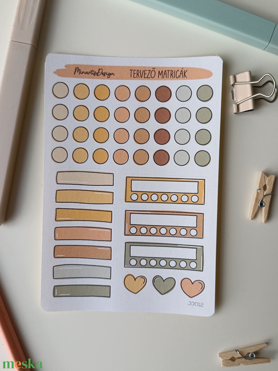 tervező matricák matricaív sárga barna- 0012 - otthon & életmód - papír, írószer - matrica, matrica csomag - Meska.hu