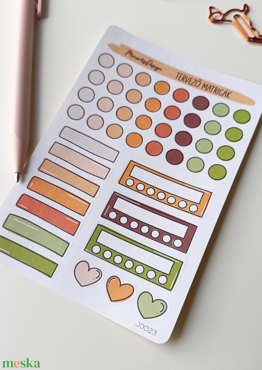 tervező matricák matricaív narancs, zöld- 0023 - otthon & életmód - papír, írószer - matrica, matrica csomag - Meska.hu