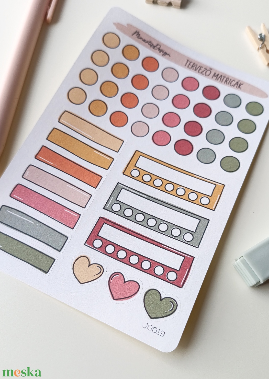 tervező matricák matricaív pink zöld sárga- 0019 - otthon & életmód - papír, írószer - matrica, matrica csomag - Meska.hu