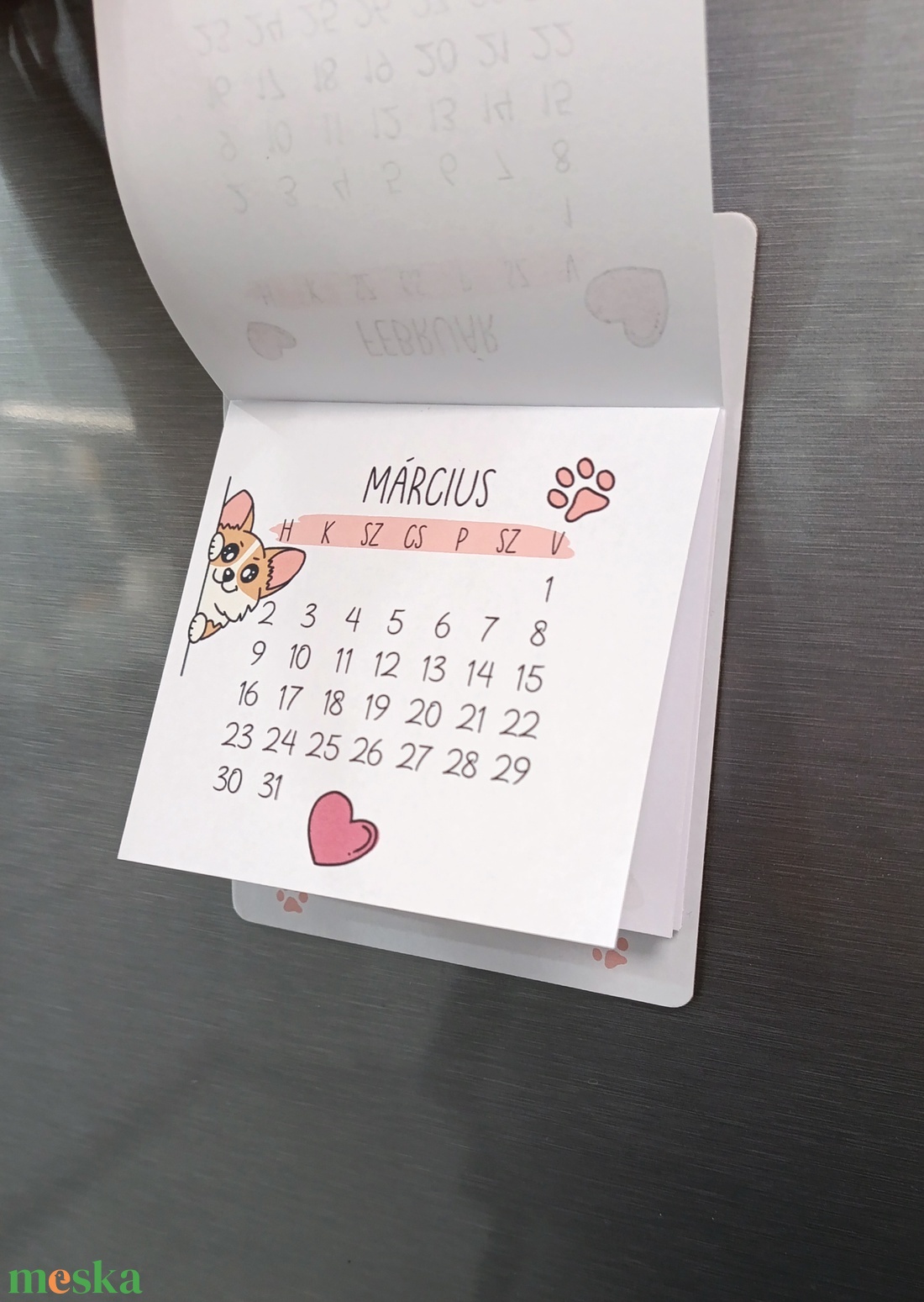 Corgis mágneses naptár hűtőre - 2026 - otthon & életmód - papír, írószer - naptár & tervező - Meska.hu