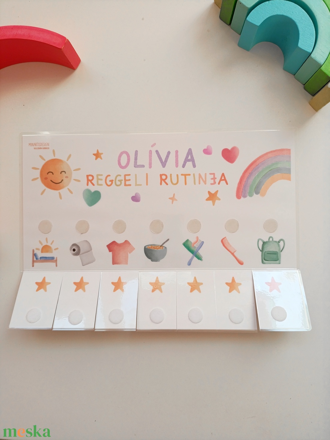Reggeli rutintábla - névvel - játék & sport - készségfejlesztő és logikai játék - oktató játékok - Meska.hu