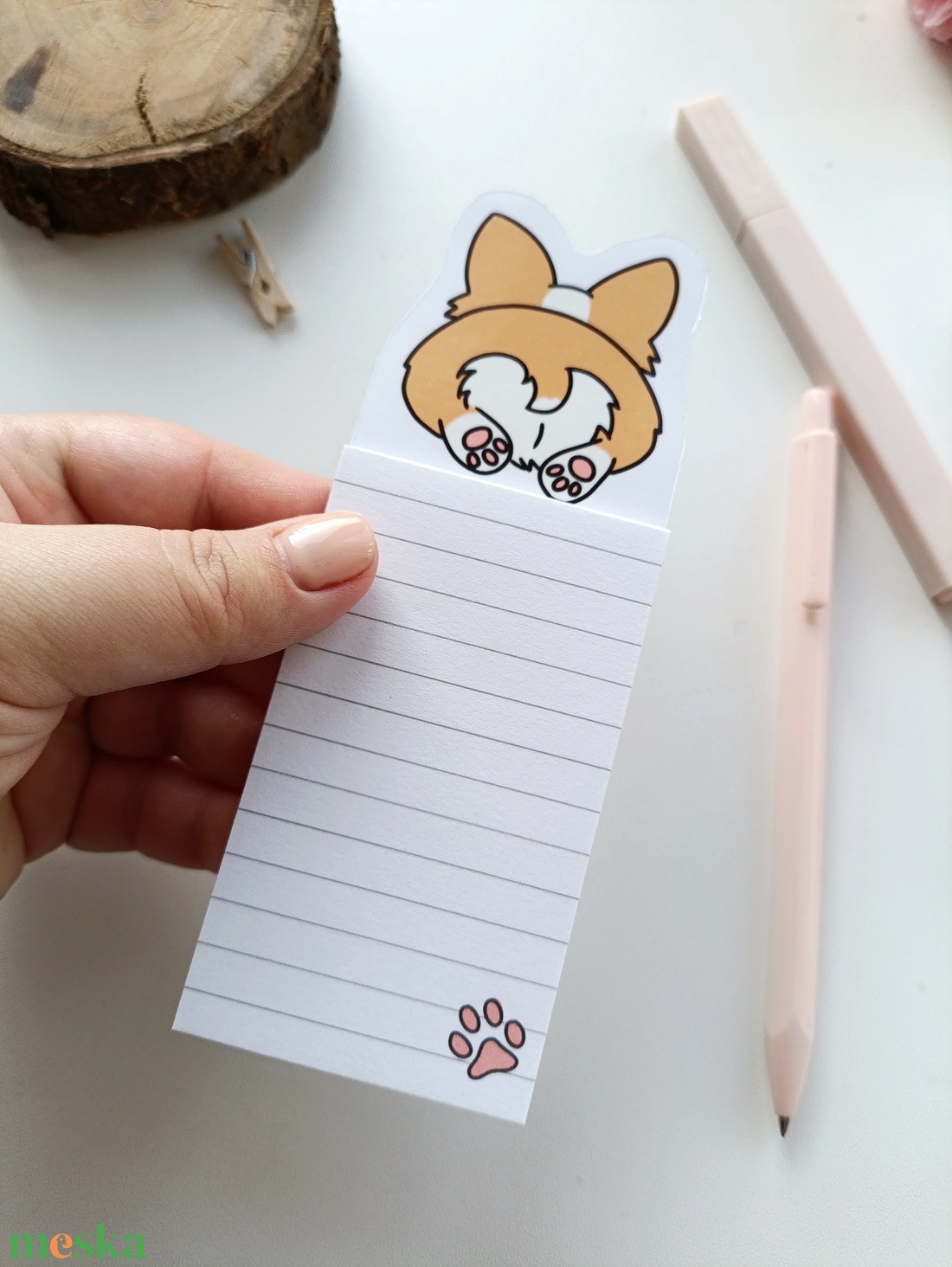 Cuki corgis mágneses mini jegyzettömb  - otthon & életmód - papír, írószer - jegyzetfüzet & napló - Meska.hu