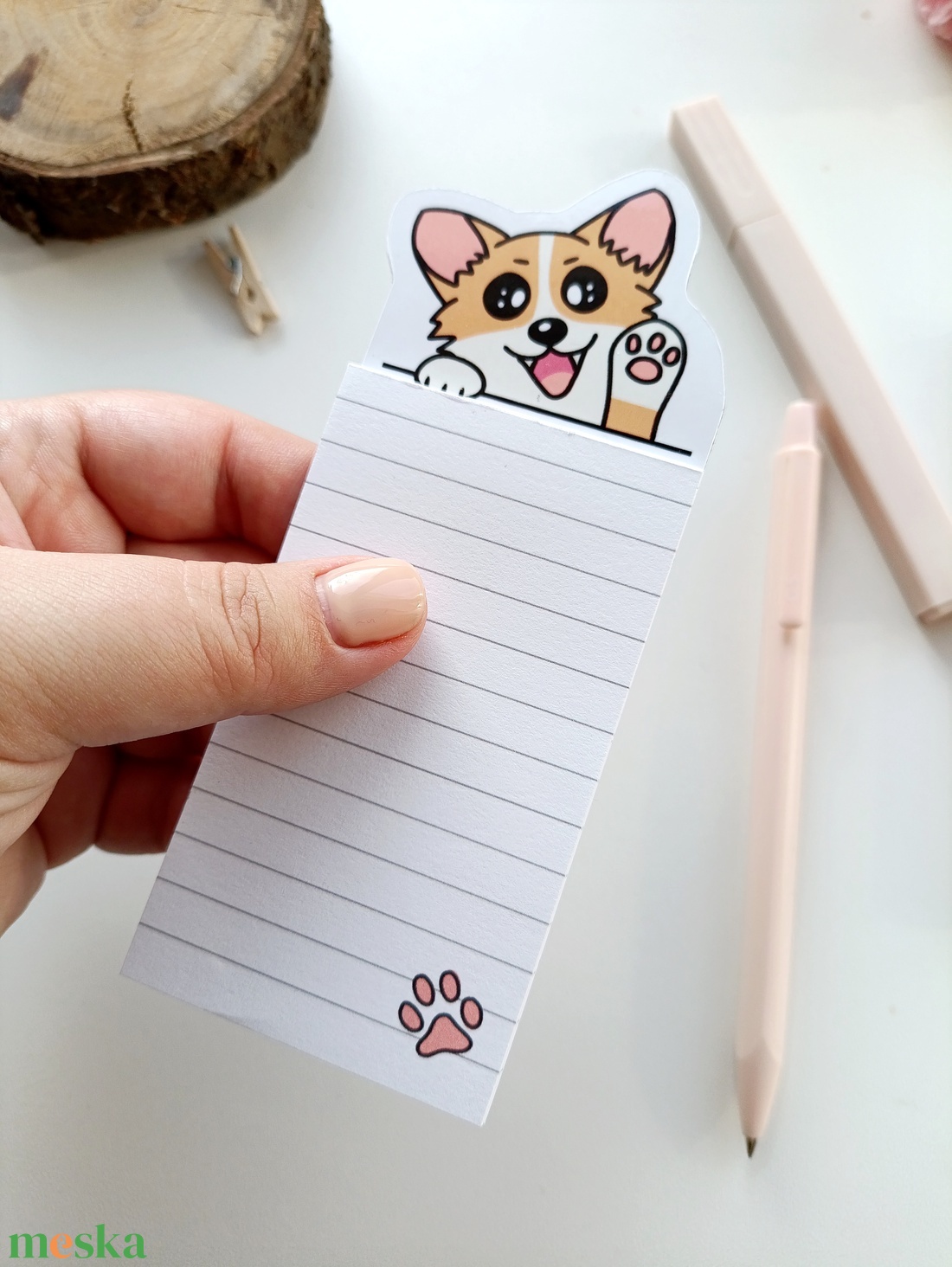 Cuki corgis mágneses mini jegyzettömb  - otthon & életmód - papír, írószer - jegyzetfüzet & napló - Meska.hu