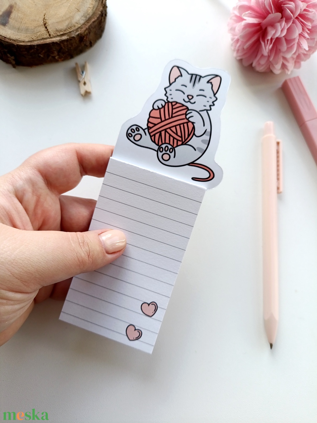 Cuki cicás mágneses mini jegyzettömb  - otthon & életmód - papír, írószer - jegyzetfüzet & napló - Meska.hu