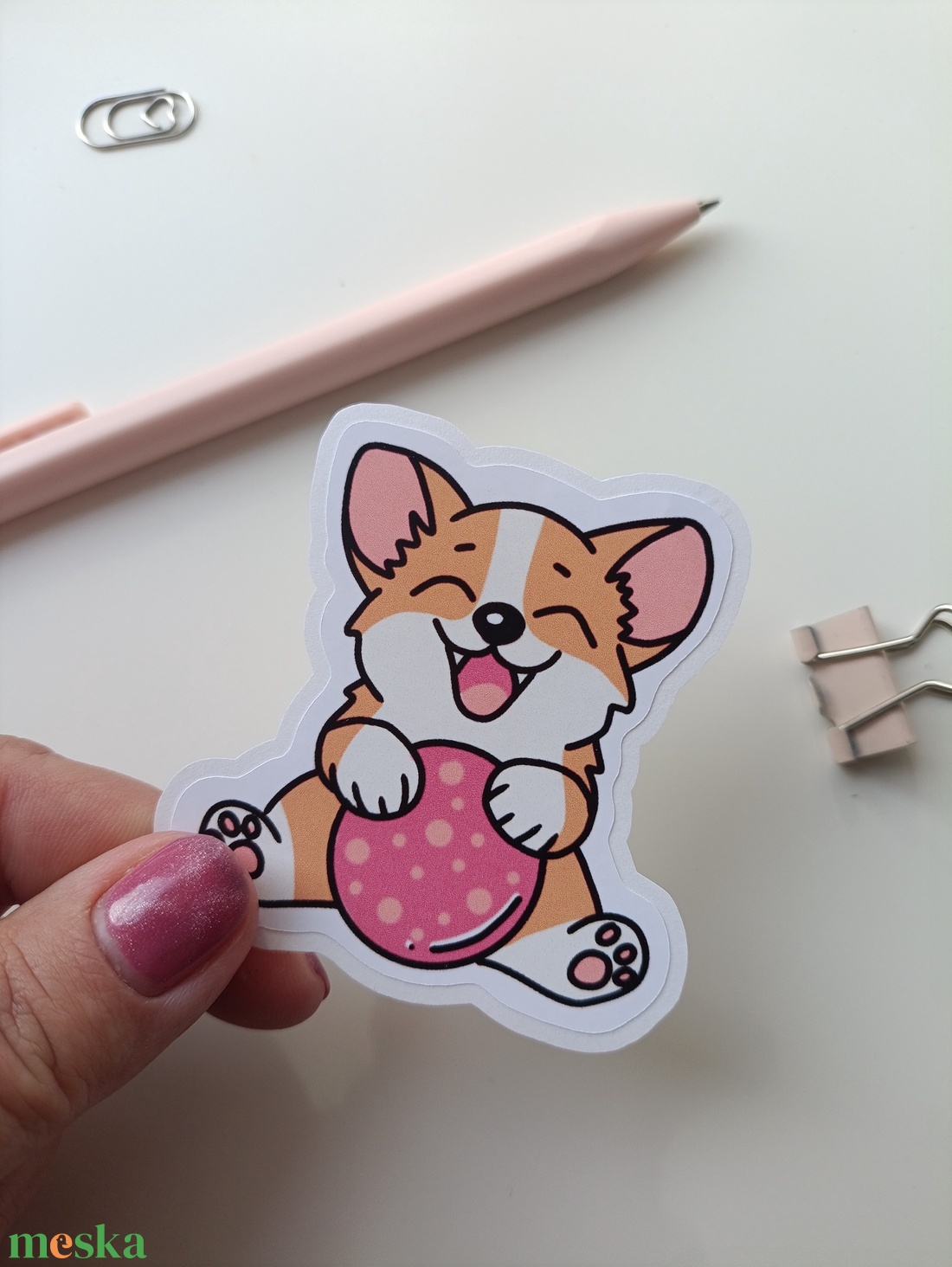 Cuki corgi matrica - otthon & életmód - papír, írószer - matrica, matrica csomag - Meska.hu