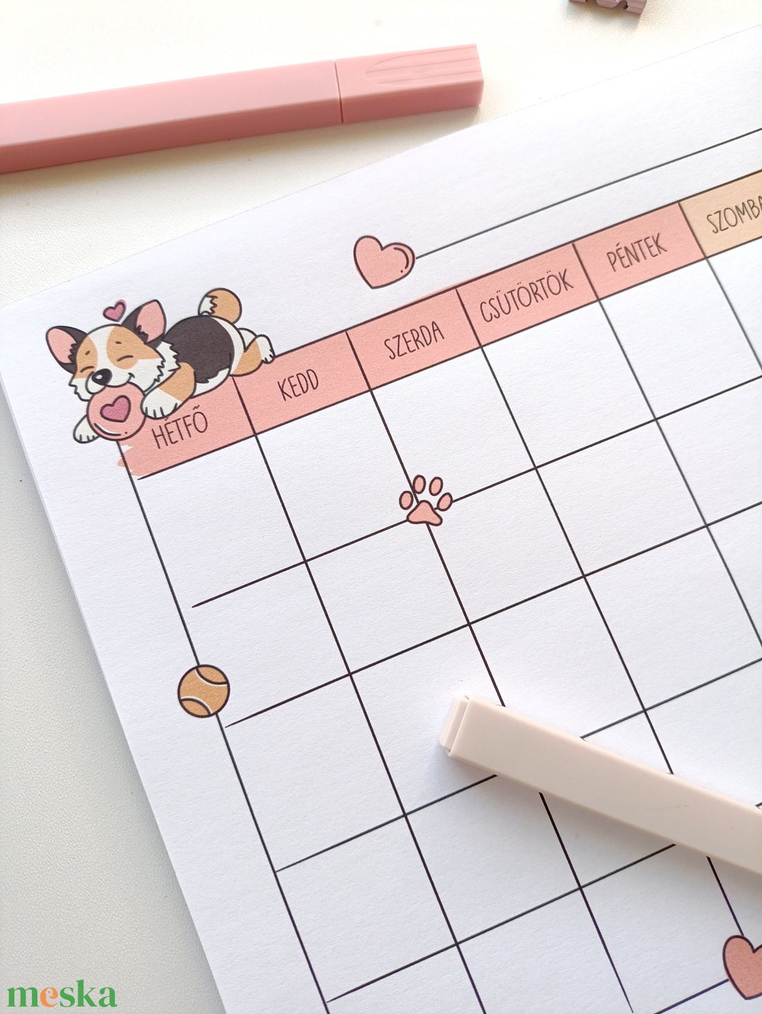 Havi tervező - corgi kutyás - otthon & életmód - papír, írószer - jegyzetfüzet & napló - Meska.hu