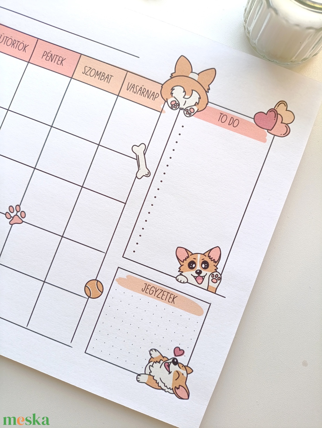 Havi tervező - corgi kutyás - otthon & életmód - papír, írószer - jegyzetfüzet & napló - Meska.hu