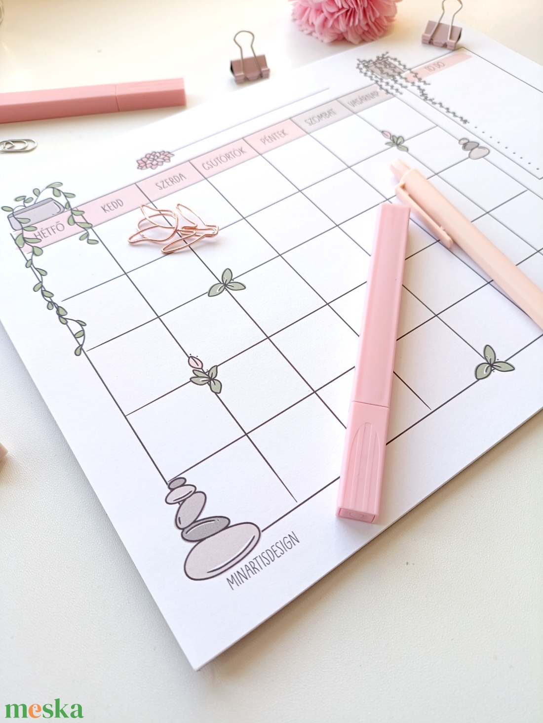 Havi tervező - szobanövény - otthon & életmód - papír, írószer - jegyzetfüzet & napló - Meska.hu