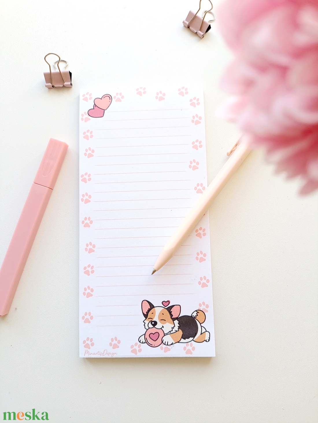 Cuki corgi kutyás jegyzettömb mancsnyomokkal - otthon & életmód - papír, írószer - jegyzetfüzet & napló - Meska.hu