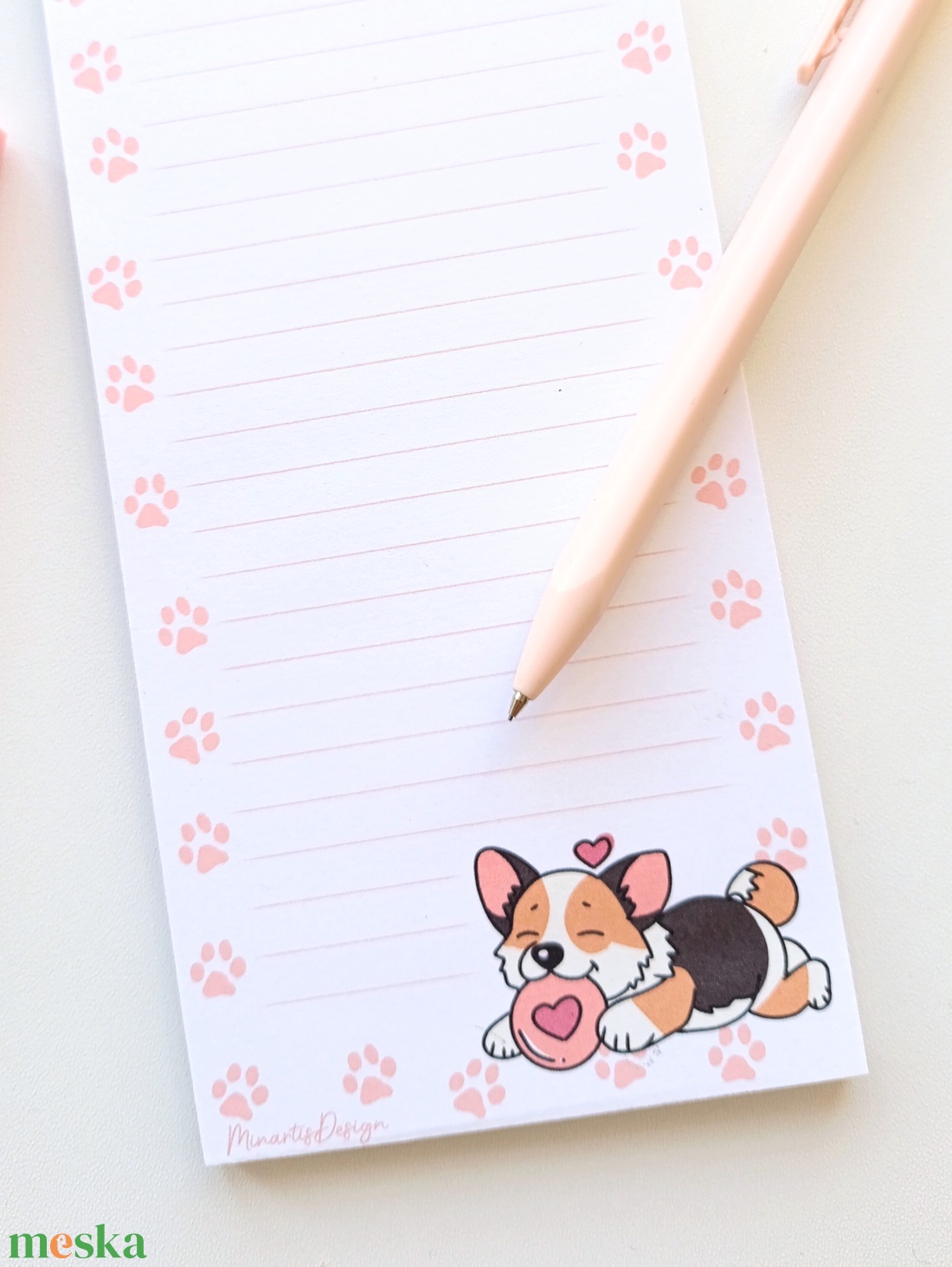 Cuki corgi kutyás jegyzettömb mancsnyomokkal - otthon & életmód - papír, írószer - jegyzetfüzet & napló - Meska.hu