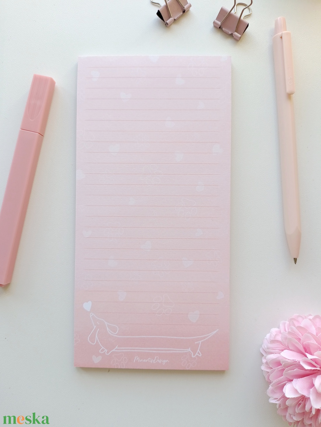 Rózsaszin tacskó jegyzettömb - otthon & életmód - papír, írószer - jegyzetfüzet & napló - Meska.hu