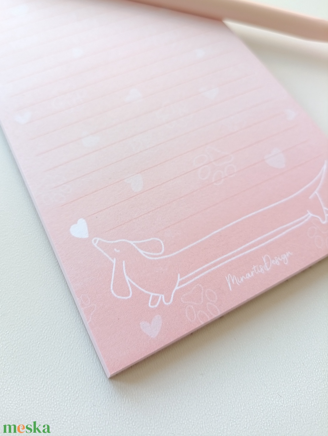 Rózsaszin tacskó jegyzettömb - otthon & életmód - papír, írószer - jegyzetfüzet & napló - Meska.hu