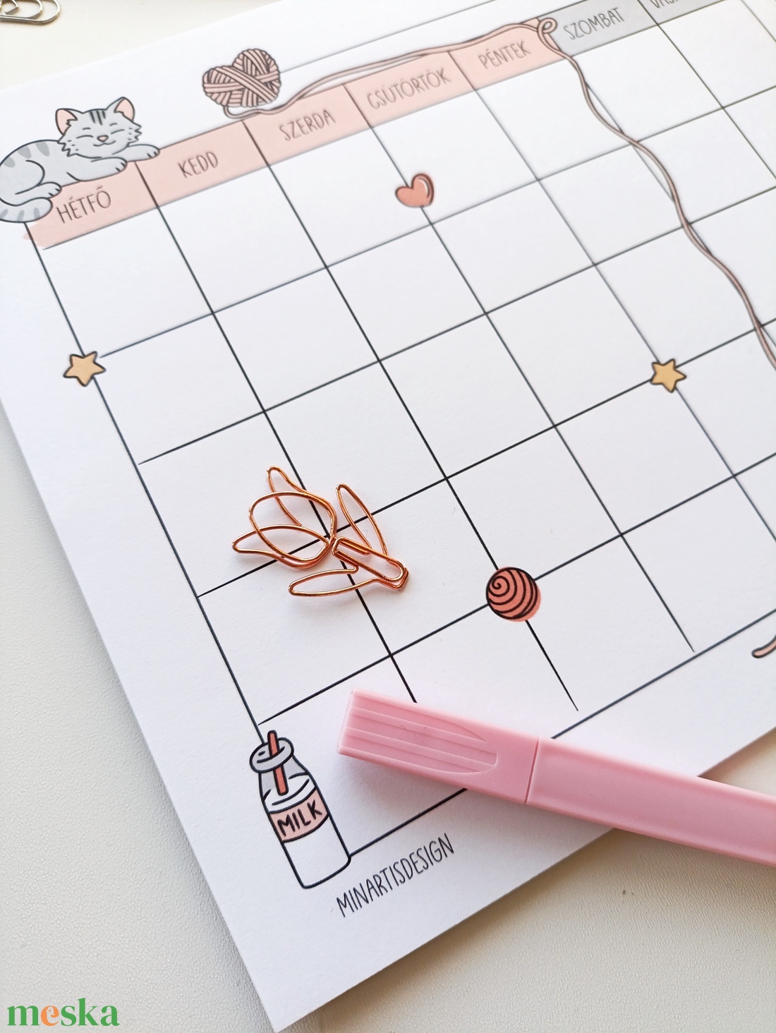 Havi tervező - cica  - otthon & életmód - papír, írószer - jegyzetfüzet & napló - Meska.hu