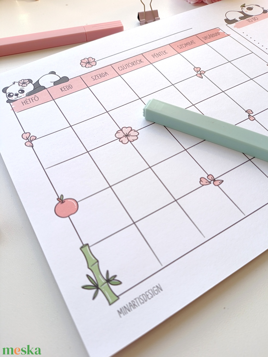 Havi tervező - pandás - otthon & életmód - papír, írószer - jegyzetfüzet & napló - Meska.hu