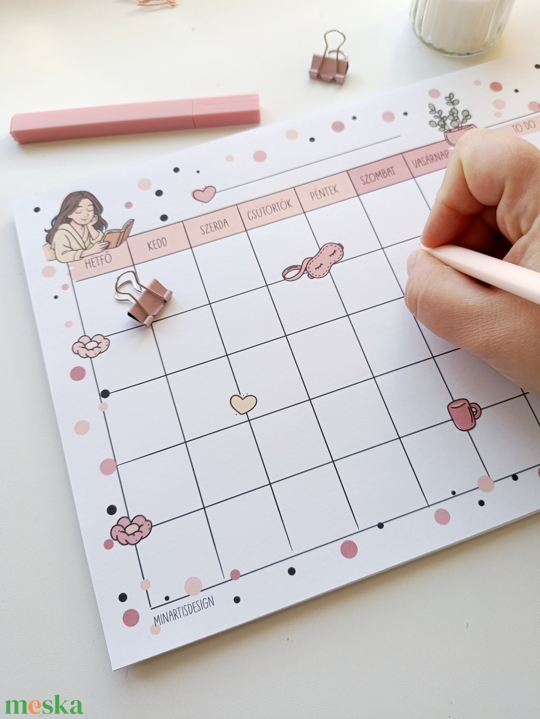 Havi tervező -csajos, virágos pöttyös - otthon & életmód - papír, írószer - jegyzetfüzet & napló - Meska.hu