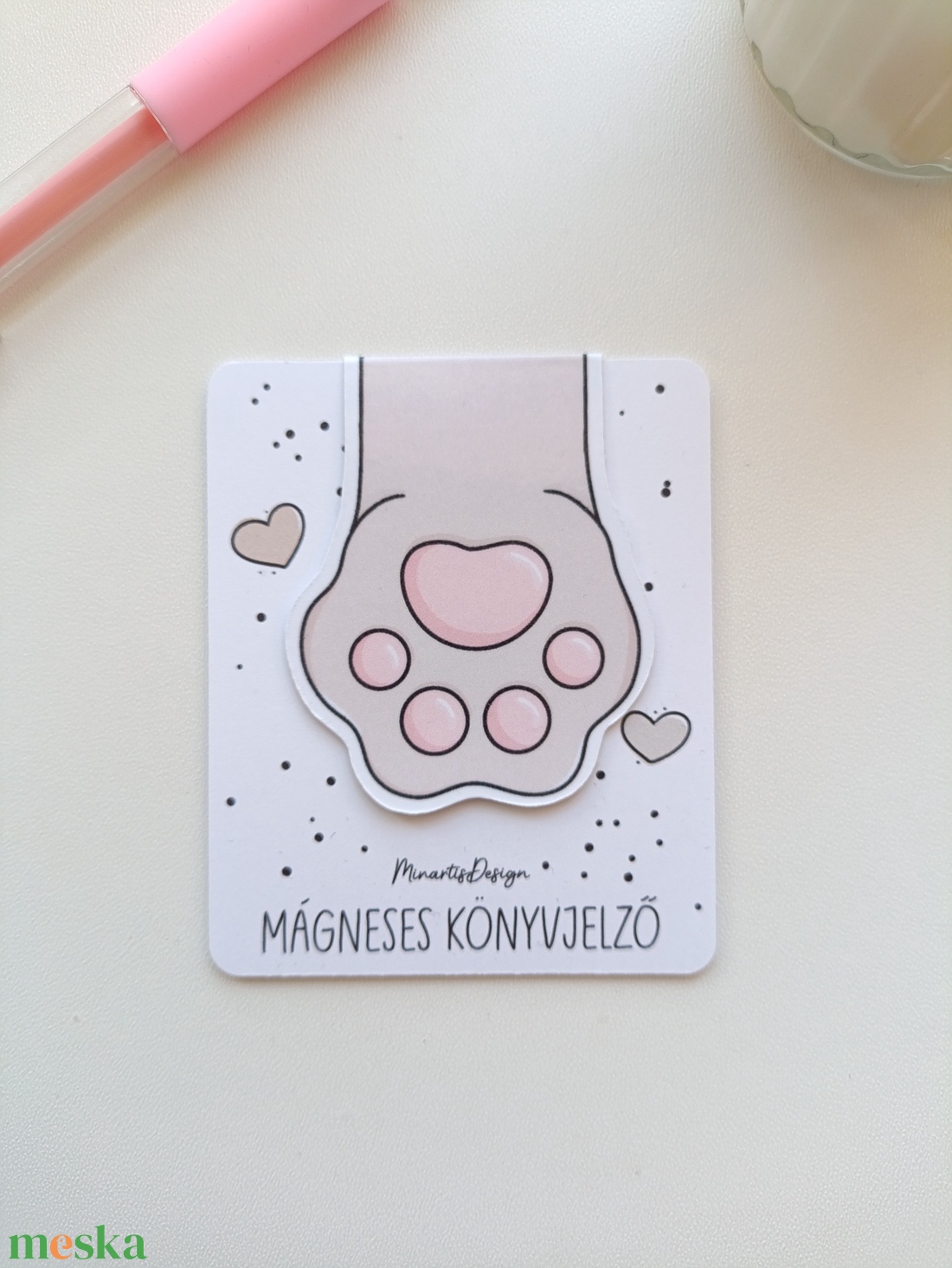 mágneses könyvjelző - cica mancs - könyv & zene - könyvjelző - Meska.hu