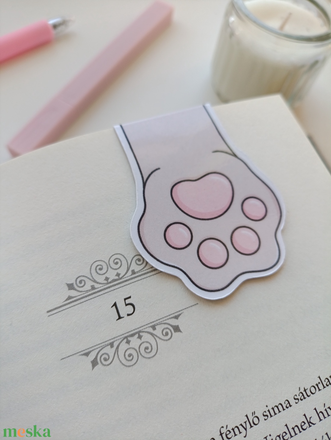 mágneses könyvjelző - cica mancs - könyv & zene - könyvjelző - Meska.hu