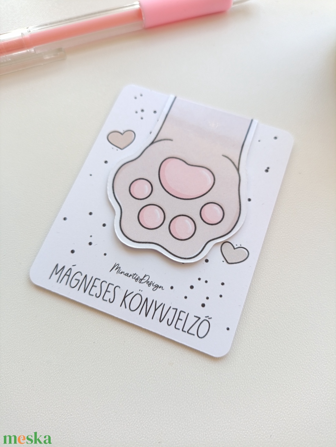 mágneses könyvjelző - cica mancs - könyv & zene - könyvjelző - Meska.hu
