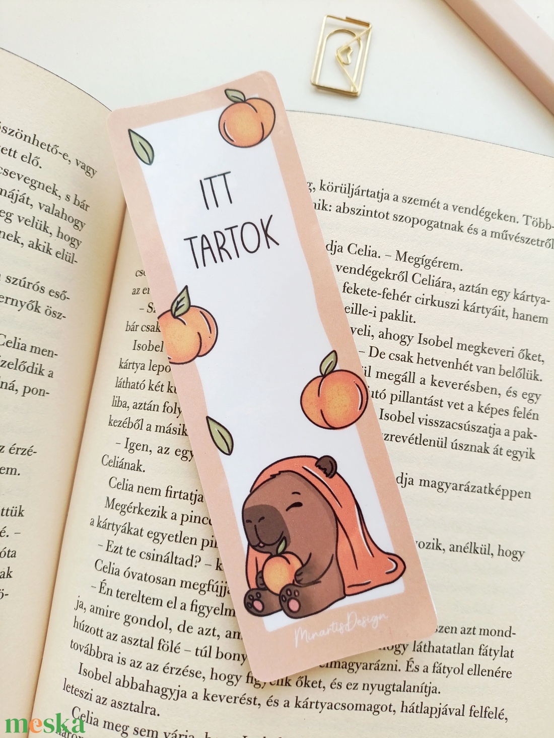 Kapibara itt tartok könyvjelző - könyv & zene - könyvjelző - Meska.hu