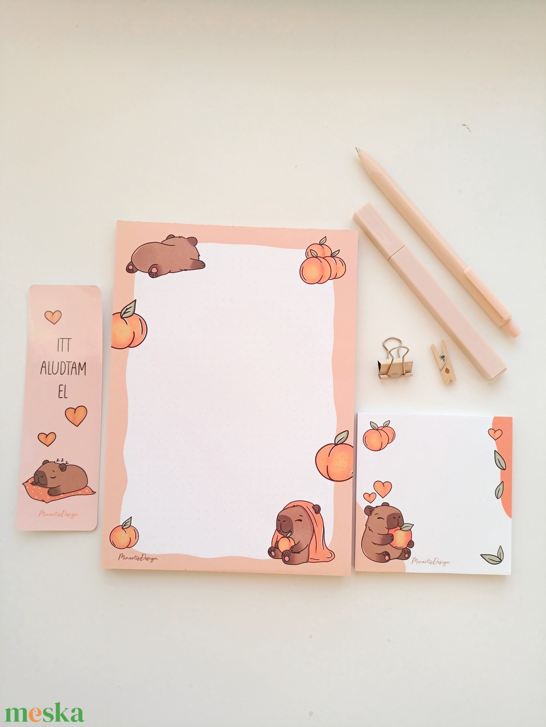 Kapibara jegyzettömb szett és könyvjelző - otthon & életmód - papír, írószer - jegyzetfüzet & napló - Meska.hu