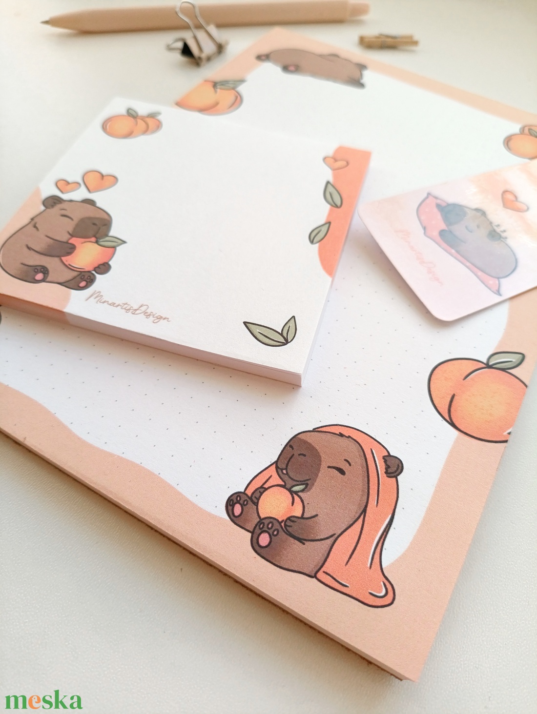 Kapibara jegyzettömb szett és könyvjelző - otthon & életmód - papír, írószer - jegyzetfüzet & napló - Meska.hu