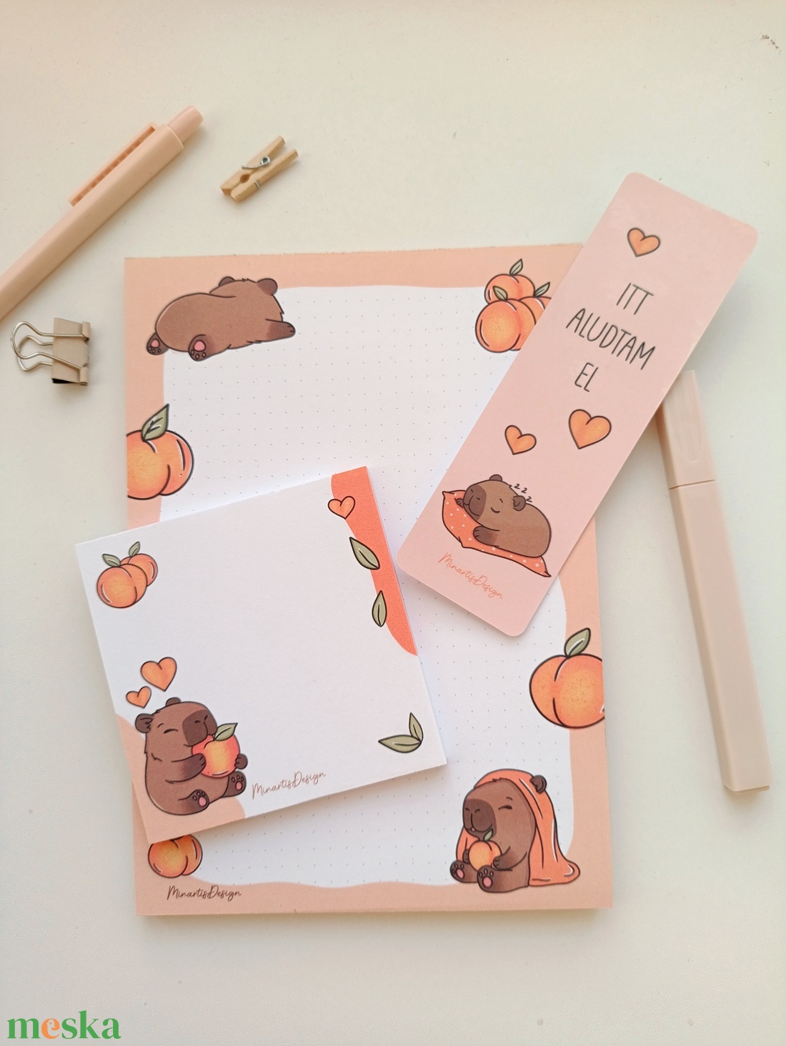 Kapibara jegyzettömb szett és könyvjelző - otthon & életmód - papír, írószer - jegyzetfüzet & napló - Meska.hu