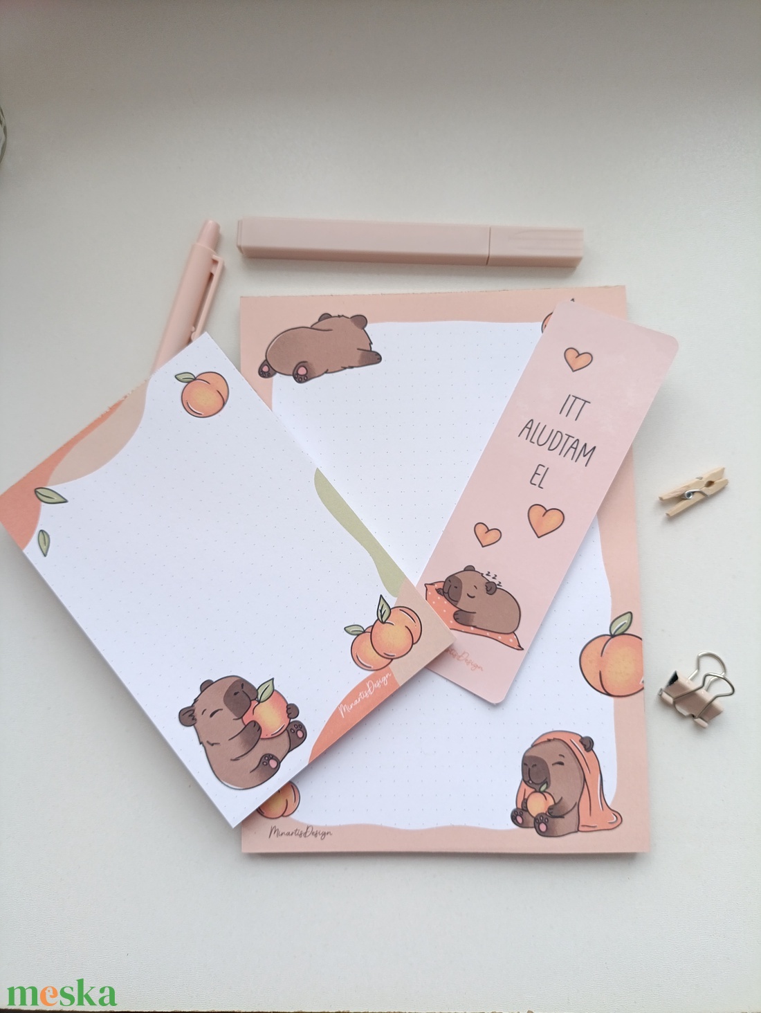 Kapibara jegyzettömb szett és könyvjelző - otthon & életmód - papír, írószer - jegyzetfüzet & napló - Meska.hu