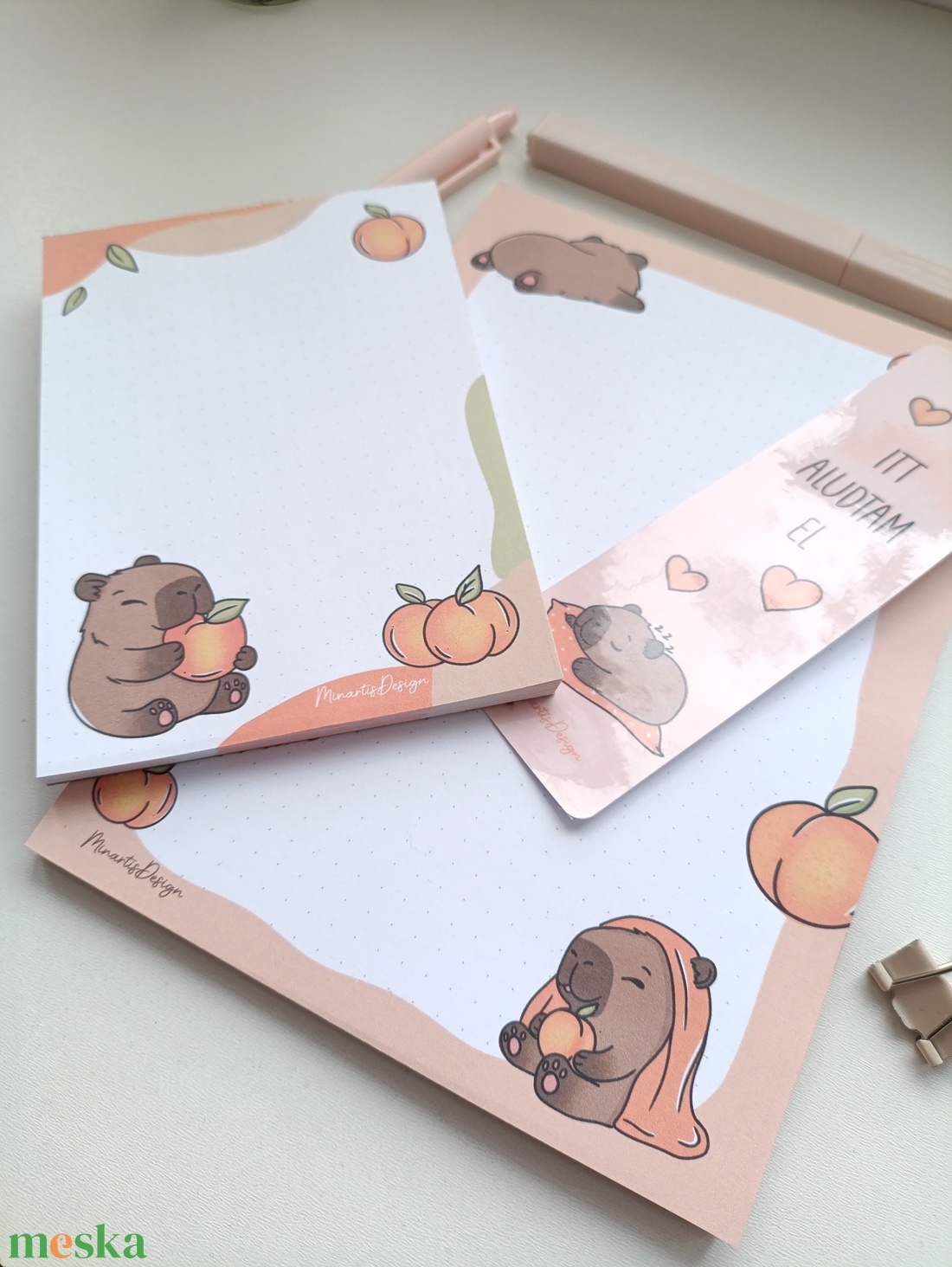 Kapibara jegyzettömb szett és könyvjelző - otthon & életmód - papír, írószer - jegyzetfüzet & napló - Meska.hu