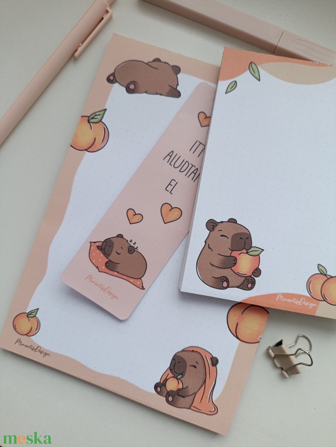 Kapibara jegyzettömb szett és könyvjelző - otthon & életmód - papír, írószer - jegyzetfüzet & napló - Meska.hu