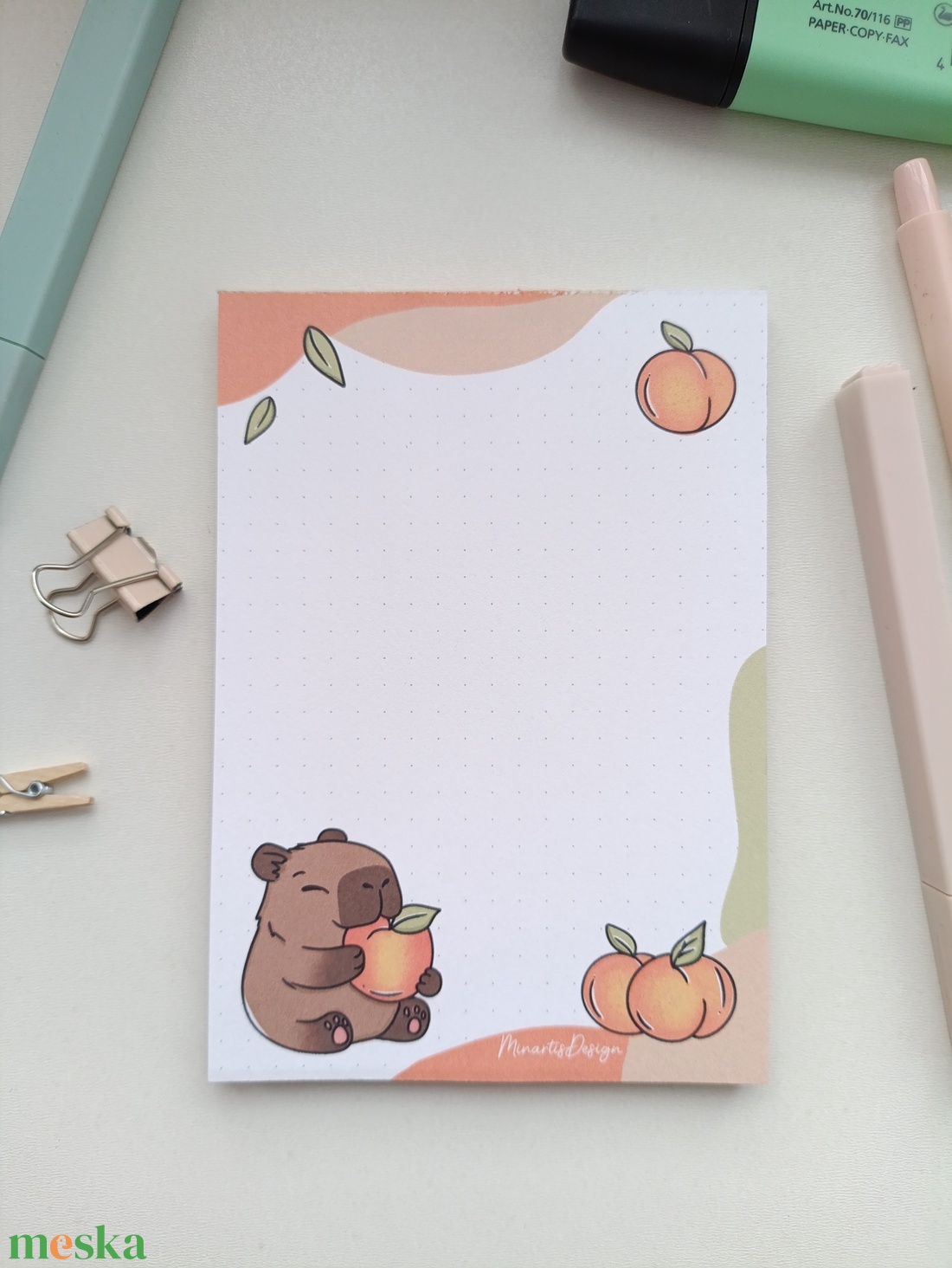 A6-os kapibara  barackos jegyzettömb  - otthon & életmód - papír, írószer - jegyzetfüzet & napló - Meska.hu