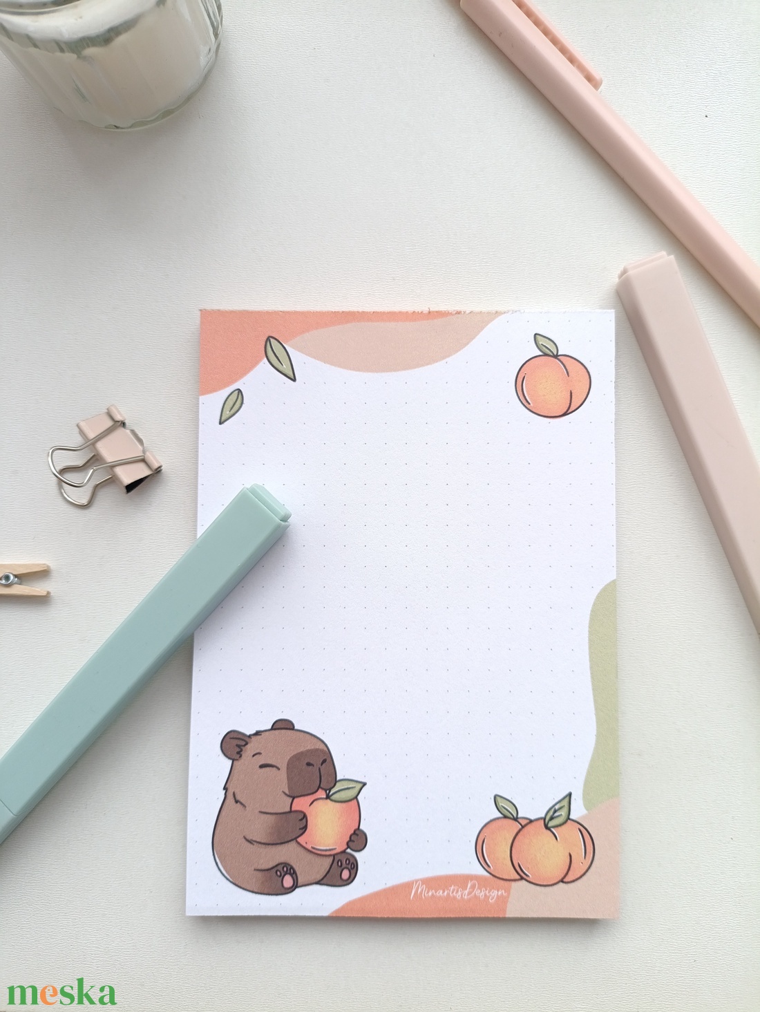 A6-os kapibara  barackos jegyzettömb  - otthon & életmód - papír, írószer - jegyzetfüzet & napló - Meska.hu