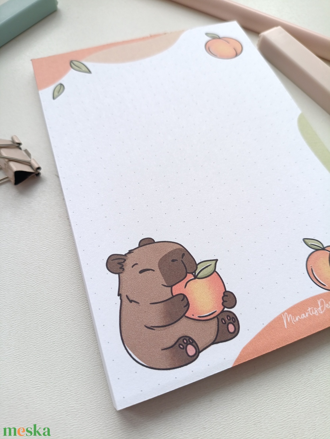 A6-os kapibara  barackos jegyzettömb  - otthon & életmód - papír, írószer - jegyzetfüzet & napló - Meska.hu