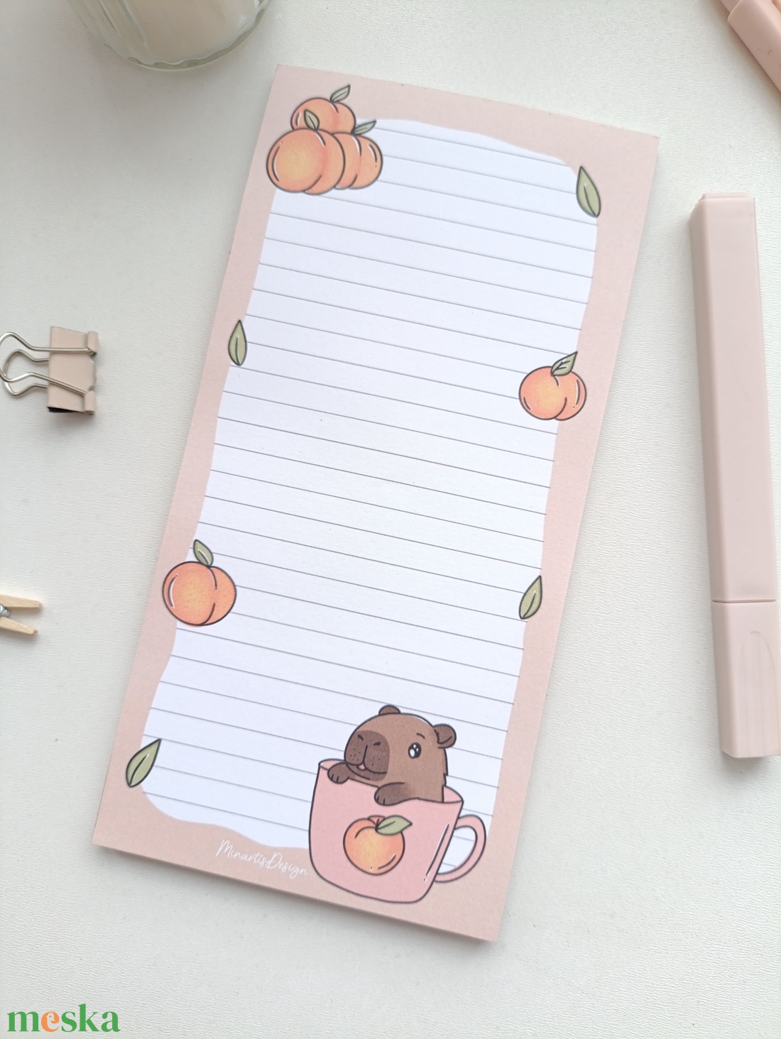 Kapibara, barackos jegyzettömb - otthon & életmód - papír, írószer - jegyzetfüzet & napló - Meska.hu