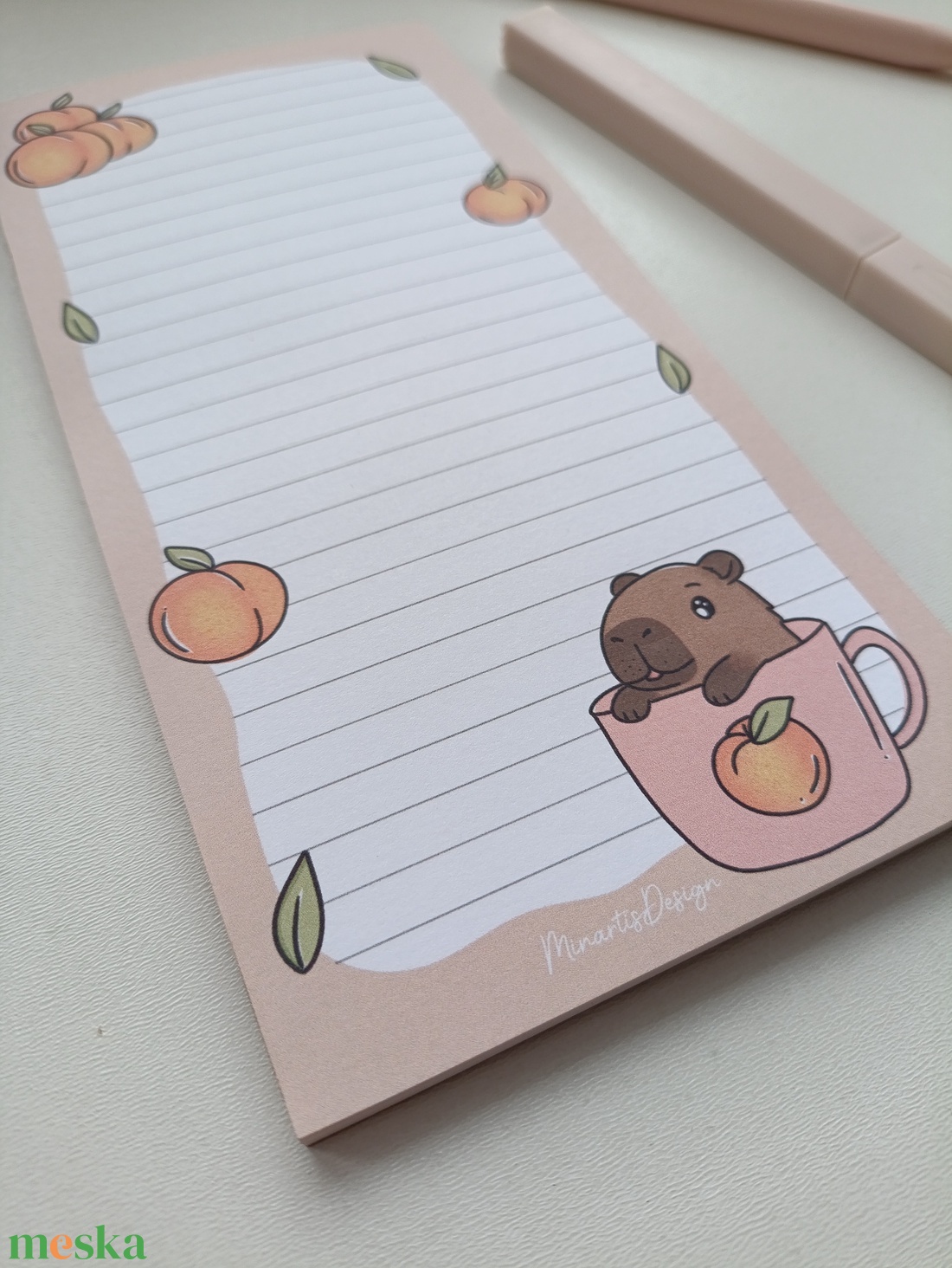 Kapibara, barackos jegyzettömb - otthon & életmód - papír, írószer - jegyzetfüzet & napló - Meska.hu