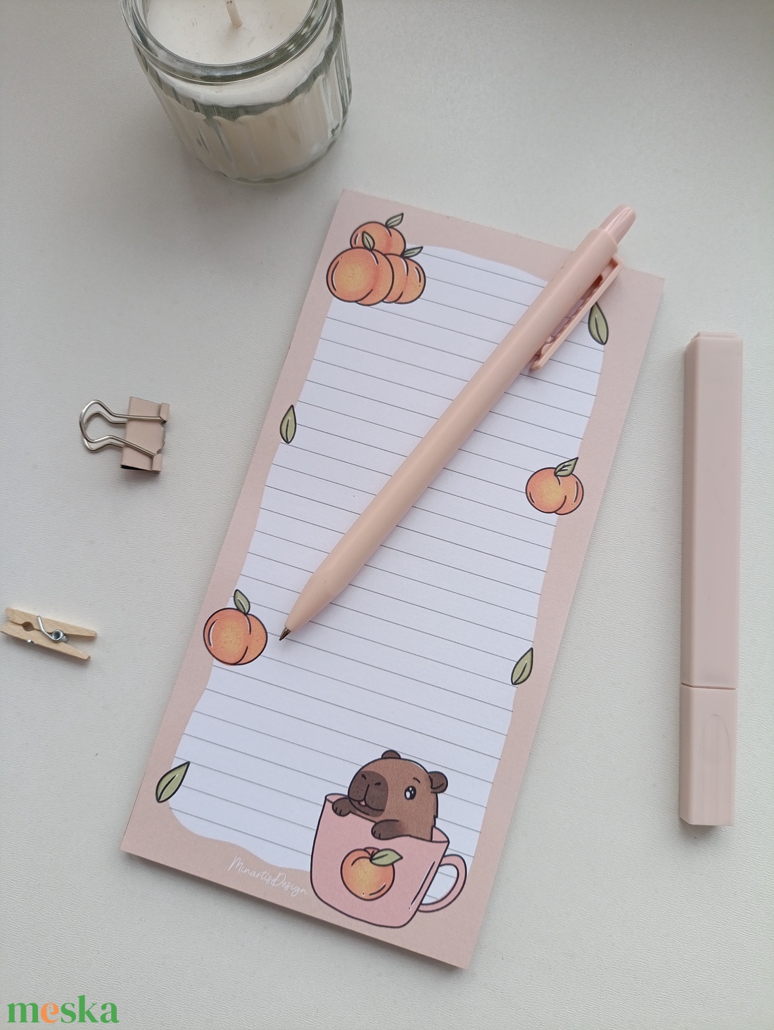 Kapibara, barackos jegyzettömb - otthon & életmód - papír, írószer - jegyzetfüzet & napló - Meska.hu