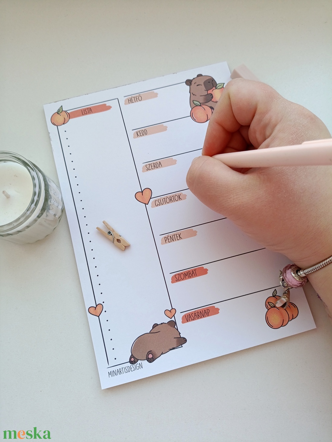 Heti tervező tömb - kapibara - otthon & életmód - papír, írószer - jegyzetfüzet & napló - Meska.hu