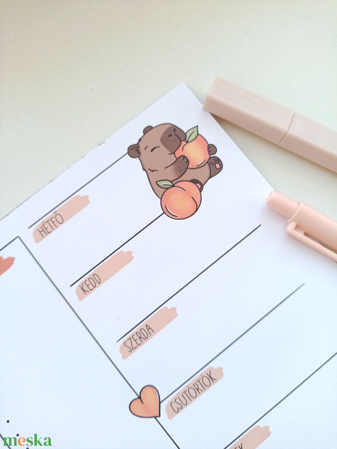 Heti tervező tömb - kapibara - otthon & életmód - papír, írószer - jegyzetfüzet & napló - Meska.hu