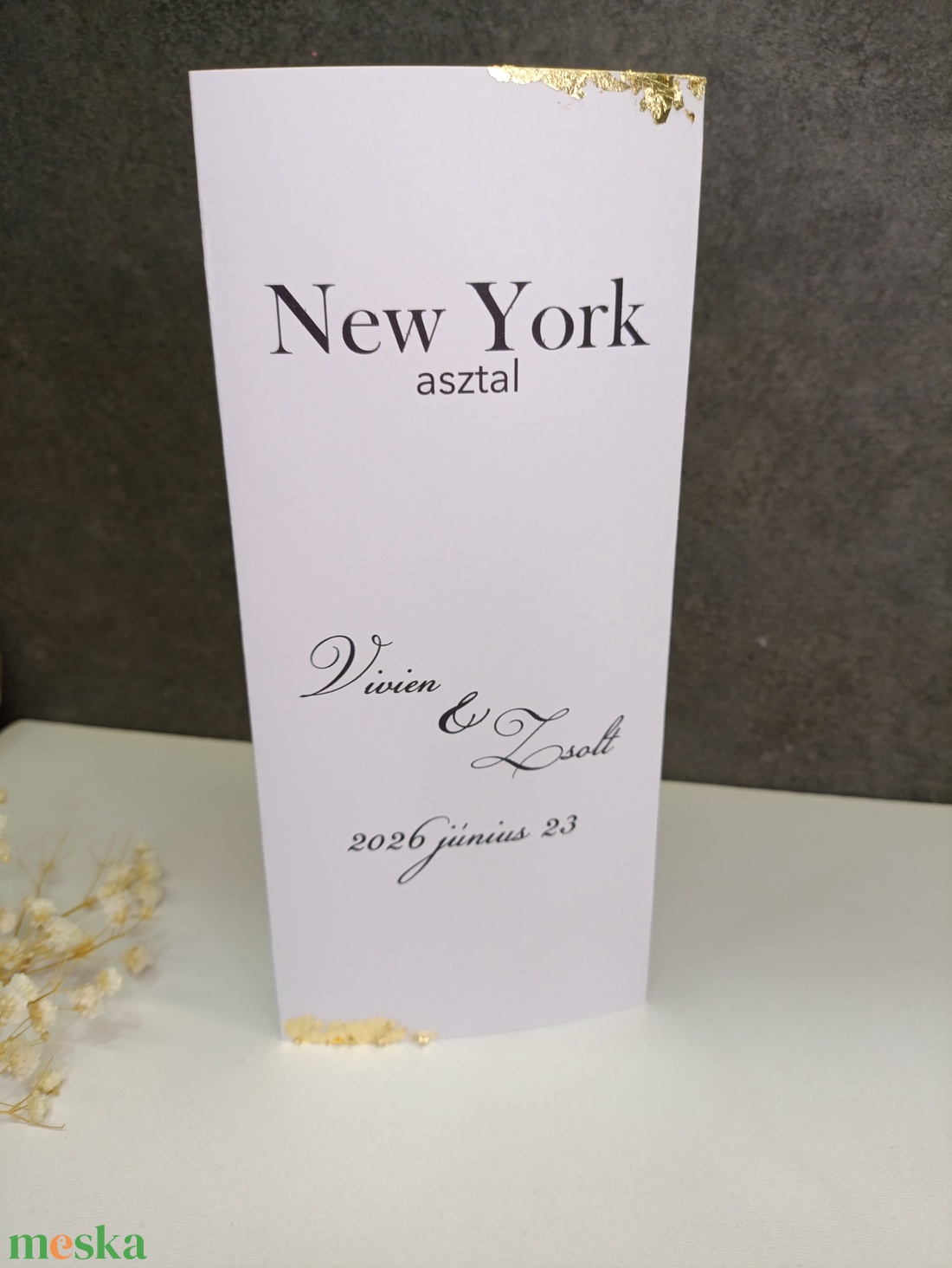 Esküvői menü, asztalszám minimalista aranyfüsttel - esküvő - meghívó & kártya - menü - Meska.hu