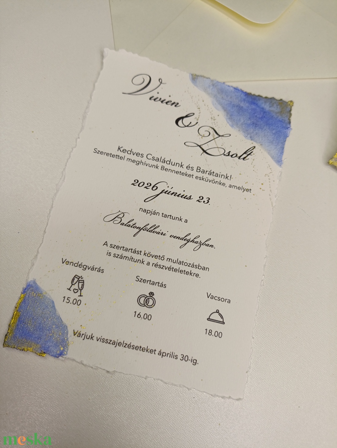 Esküvői meghívó akvarell - esküvő - meghívó & kártya - menü - Meska.hu