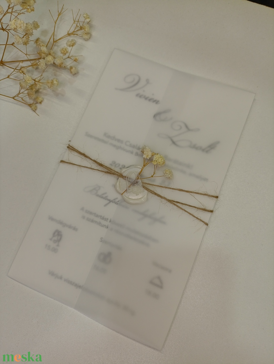 Esküvői meghívó szalaggal - esküvő - meghívó & kártya - meghívó - Meska.hu